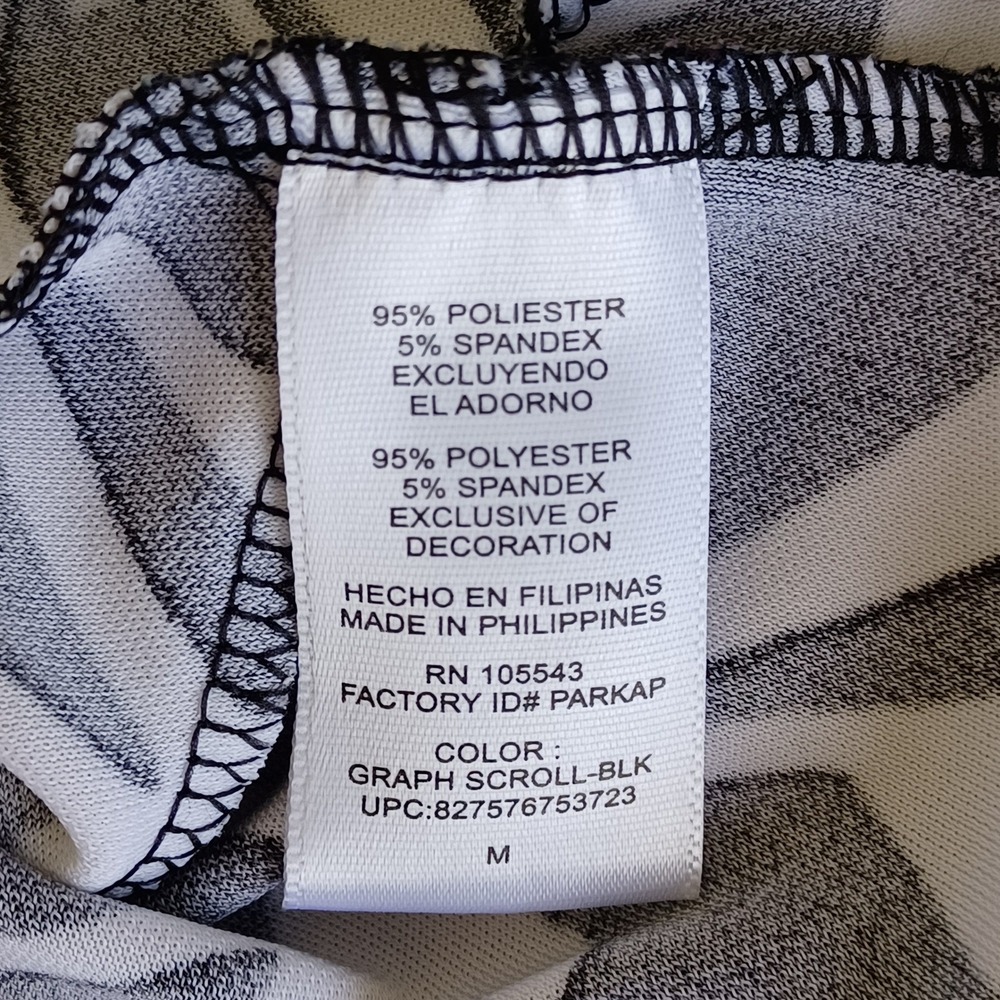 Narciso Rodriguez for DesigNation Black White Scroll Print Asymmetrical Top M - Picture 8 of 10